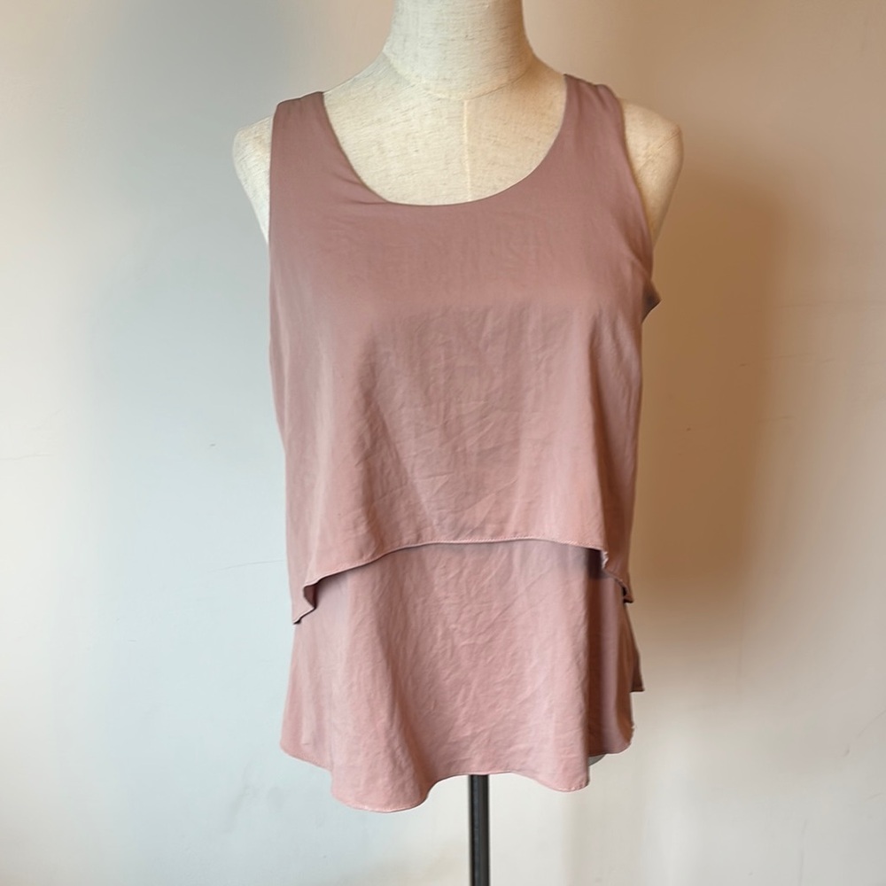 Tan Tiered Tank Top with Elegant Layers